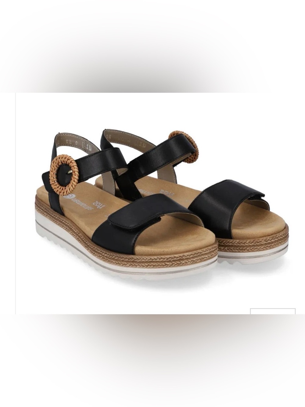 Remonte New Jocelyn 52 Flatform Backstrap Sandal (Women) - Black size 38